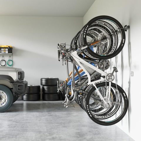 Fietsenrek - Fietsstandaard - Fietshouder - Fietshaak - voor 6 Fietsen  - Verstelbare Haken - Organisatieoplossing - voor Thuis - Garage - 160 x 18 x 10.5 cm -  Zwart