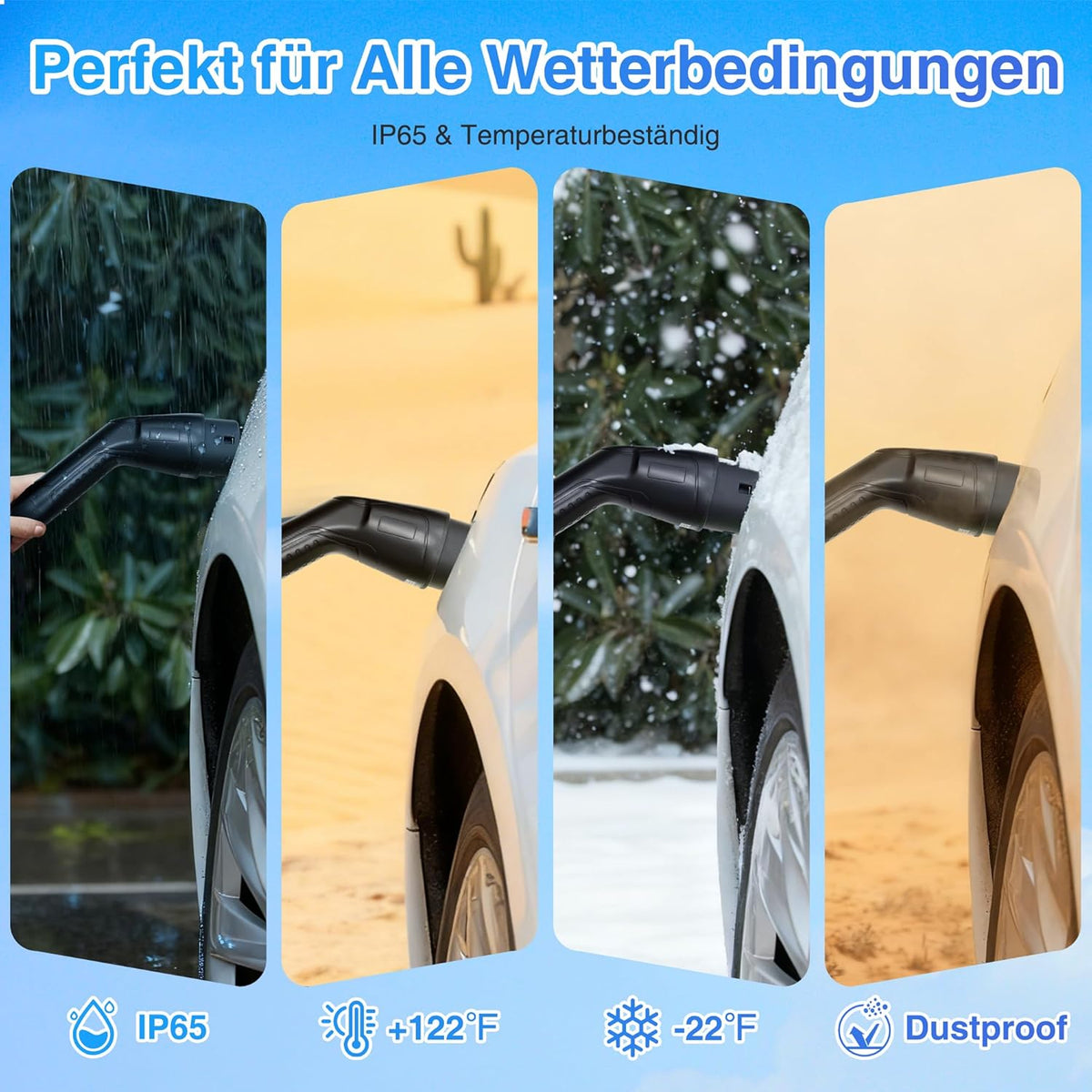 Type 2 EV-lader – Elektrische Autolader – EV Oplader – Type 2 Laadkabel – Draagbare EV Charger – Instelbare Stroom 6-16A – 3,68 kW Vermogen – 6 Meter Kabellengte