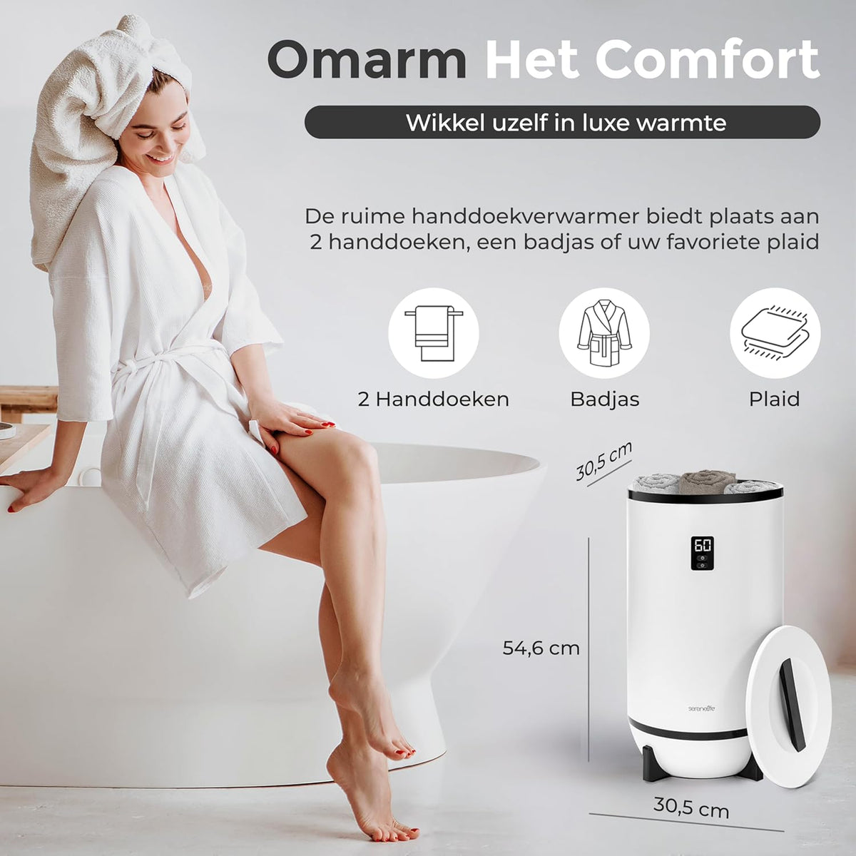 Serenelife Towel Warmer - Electric Bucket Towel Heating - with Customized Fragrance for Spa and Bathroom - Fits 2 Large Bath Towels, Bathrobes, Pajamas - Automatic Shut Off - Black - QUORE