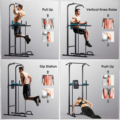 JX Fitness Power Tower Multifunctional Fitness Training Device with Pull-Up Bar for Push-ups, Pull-Ups, Dips, Abdominal Training - QUORE
