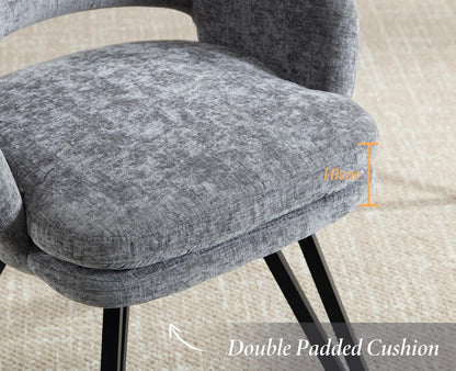 chairus Swivel Dining Chairs, Set of 2 Chenille Fabric Kitchen Chairs, Upholstered Dining Room Chair (Grey) - QUORE