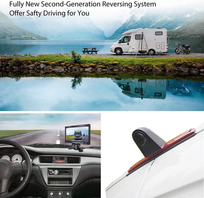 HD Derde dak remlicht camera remlicht parkeercamera achteruitrijcamera set nachtzicht camera + 4,3 inch monitor monitor vrachtwagen auto display voor Expert Dispatch Proace 07-16
