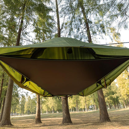 Night Cat Camping Hammock Tent: 1 Person Flat Bottom Hammock with Waterproof Mosquito Net for Bivouac Hiking Garden