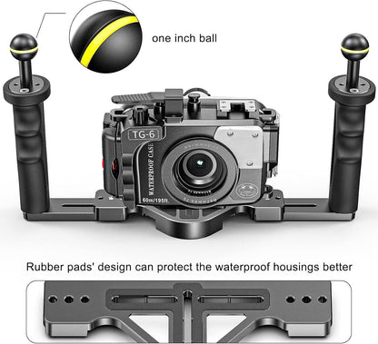 Sea frogs Aluminium Duiken Handvat Tray Beugel Dual Handheld Hand Grip Video Stabilizer Draagbare Balancer Houder Met Bal Adapter TS-7