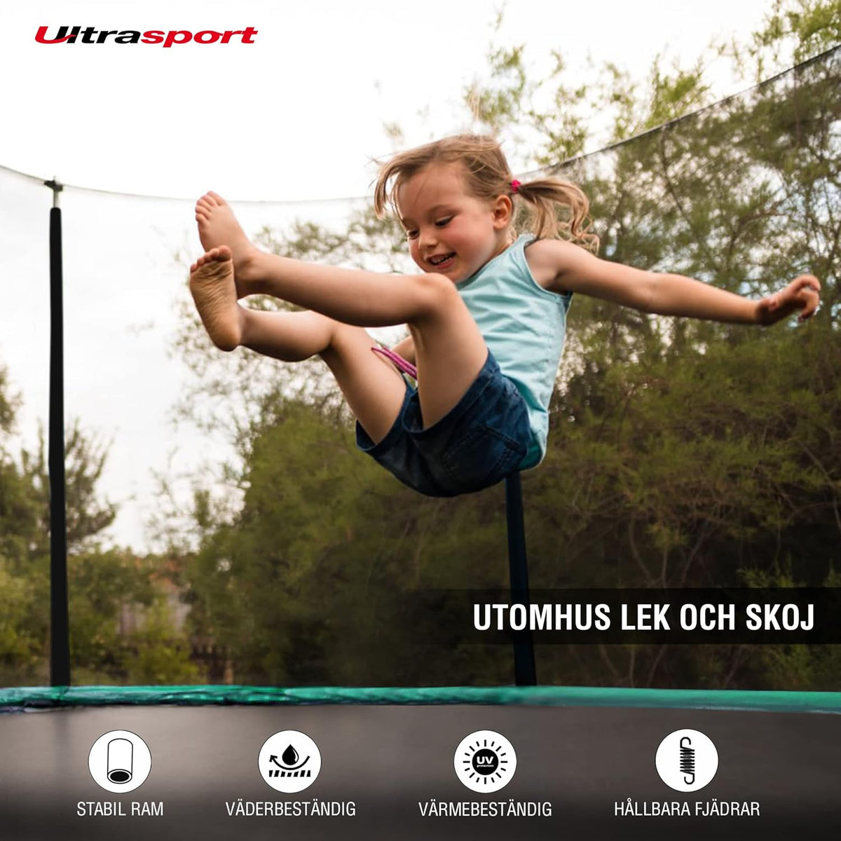 Ultrasport Tuintrampoline, Lotus, Rond, Rechthoekig, incl. Veiligheidsnet, Verschillende Maten, 213cm tot 420cm, Nieuwe Trampoline, Weerbestendig, Buiten Trampoline, Hoge Belastbaarheid