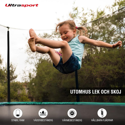 Ultrasport Tuintrampoline, Lotus, Rond, Rechthoekig, incl. Veiligheidsnet, Verschillende Maten, 213cm tot 420cm, Nieuwe Trampoline, Weerbestendig, Buiten Trampoline, Hoge Belastbaarheid