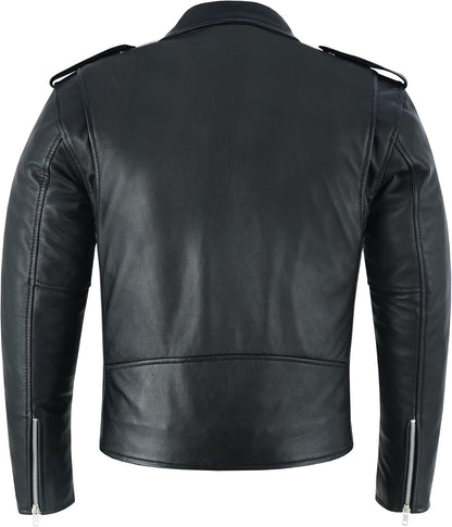 Leren herenjack Highway Bikerjack Marlon Brando Motorjas - Touringjack volnerf echt leer Zwart - 3XL