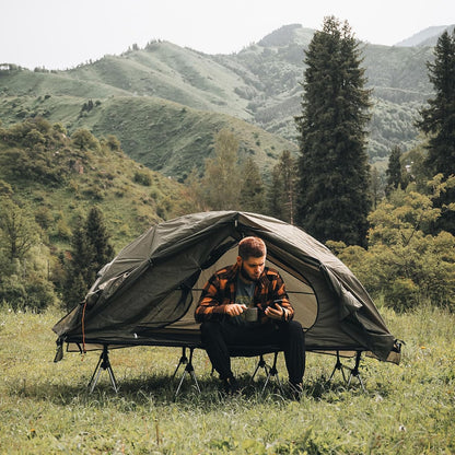 Night Cat Off Ground Tent: 1 Persoon Tent met Kampeerbed voor Vissen Wandelen Camping