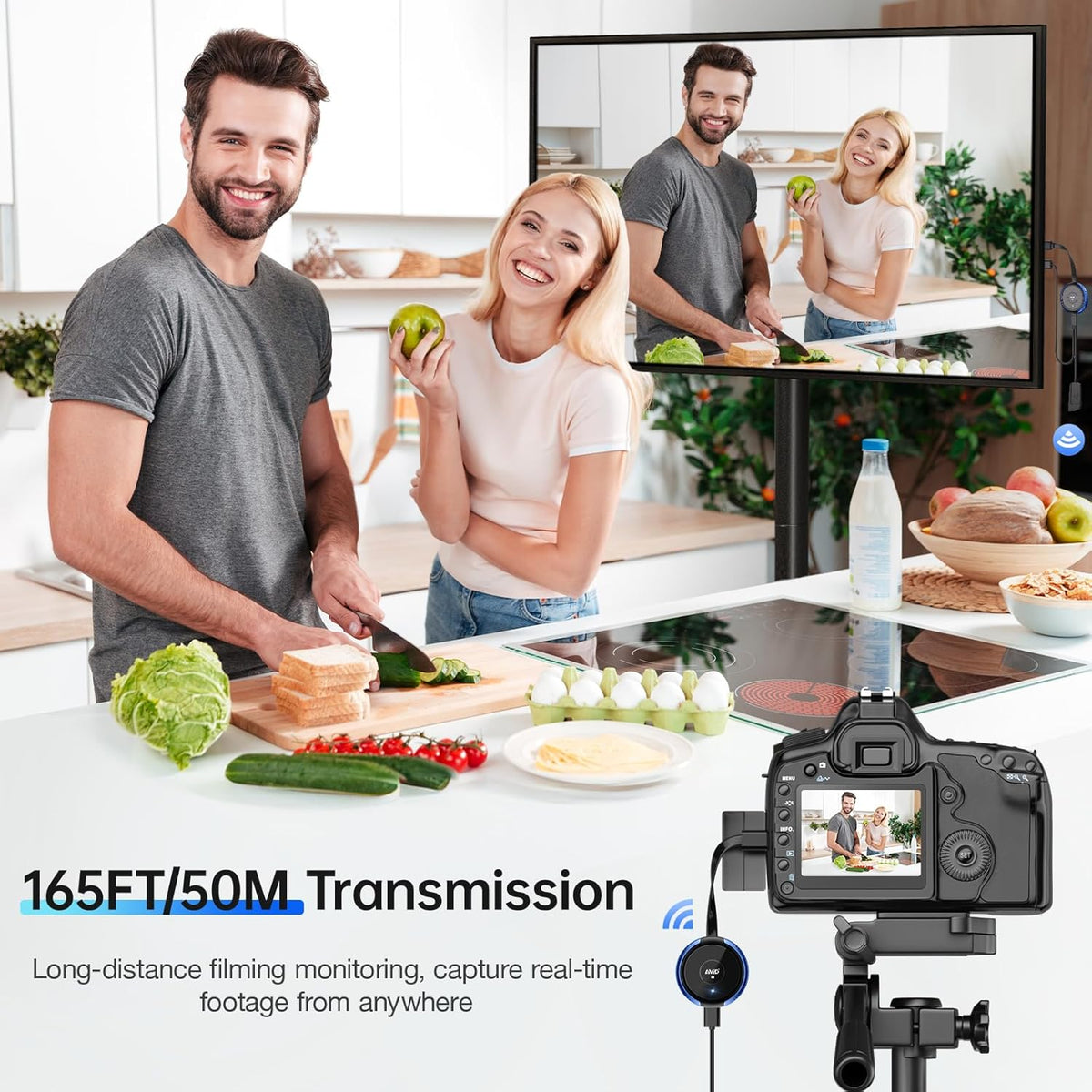 Draadloze USB C-zender en HDMI-ontvanger, AIMIBO 5G HDMI-beeldschermadapter voor streamingvideo van MacBook, iPad, iPhone 15/16, camera naar HDTV, monitor, beschermer, geen app/Bluetooth nodig
