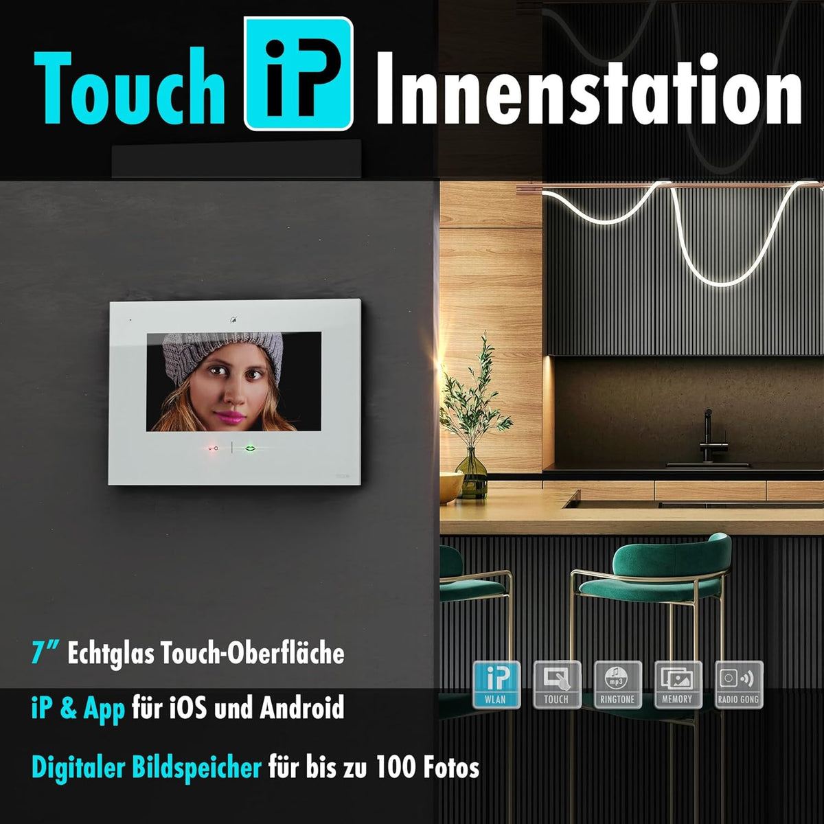 m-e modern-electronics 41269 video-intercom WLAN, draadloze binnenunit wit