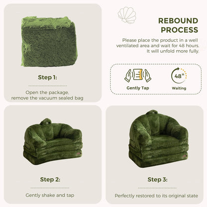 MAXYOYO Folding Sofa Bed, Comfortable Faux Fur Fabric, Convertible Floor Sofa with Handle, Single Bean Bag for Adults, Sleeping Chair for Living Room Bedroom