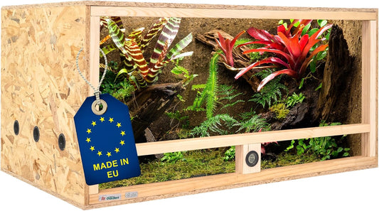 ITA Houten Terrarium 100x60x50 cm met Zijventilatie & Ingebouwde Hygrometer - Houten terrarium van OSB-3 platen - Voor reptielen, slangen, amfibieën - EU Product, FSC gecertificeerd