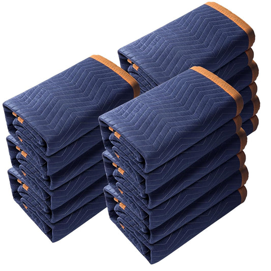 VEVOR Furniture Moving Covers, 2034 x 1830 mm, Pack of 12, Durable Packaging Protective Covers, Recycled Cotton Non-Woven Fabric for Furniture Protection, Floors, Blue/Orange