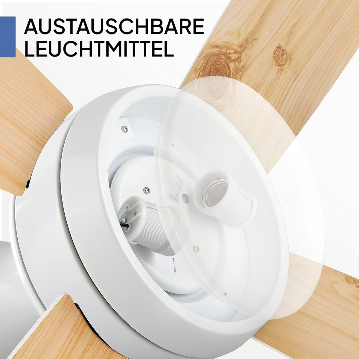 aireRyder Saturn plafondventilator met verlichting en afstandsbediening, stille ventilator met afstandsbediening en dimbare ledverlichting. Diameter 132 cm. Kleur: wit, draaivleugels in dennen/wit.
