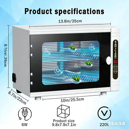 UV-sterilisator met timer, digitaal display, led-desinfectie, wit