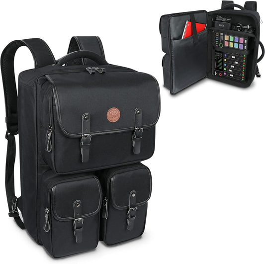 GOgroove Audio Mixer Rugzak - Podcast Mixer Case Compatibel met RODECaster Pro, RODECaster Pro II, microfoons, hoofdtelefoons en meer podcastapparatuur met aanpasbare en krasbestendige binnenkant,