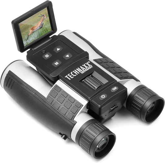 Technaxx Verrekijker TX-142 met display voor volwassenen: veldsteker met camera voor het observeren van vogels, dieren, sportevenementen, reizen, jacht/FullHD video- en foto-opnames / 4-voudige zoom