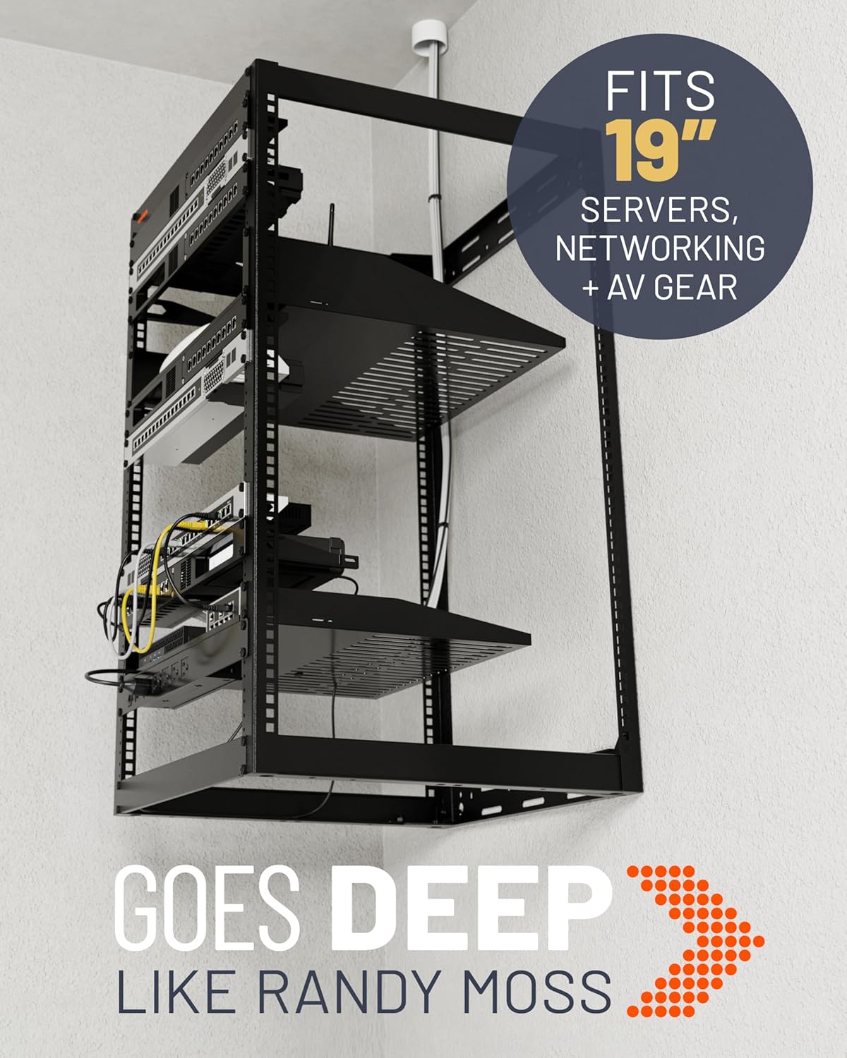 Open Frame Rack 20U – Serverrack – Netwerkrek – AV-rack – 19-Inch Rack – Open Ontwerp Voor Optimale Luchtstroom – Wandmonteerbaar Met 2 Geventileerde Planken