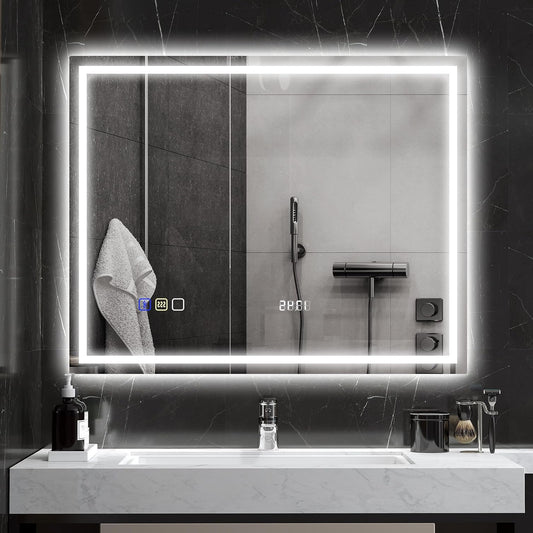 Badkamerspiegel – LED Spiegel – Wandspiegel – Verlichte Spiegel – Bluetooth Spiegel – Anti-Condens – 100 x 80 cm – Gehard Glas