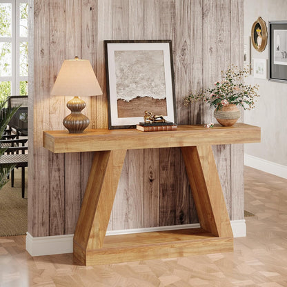 Tribesigns Console Table, 140 x 30 x 80 cm, Side Table, Corridor Table, Sofa Table for Small Spaces, Console Table with Storage Space at Entrance, Hallway, Living Room, Natural Brown