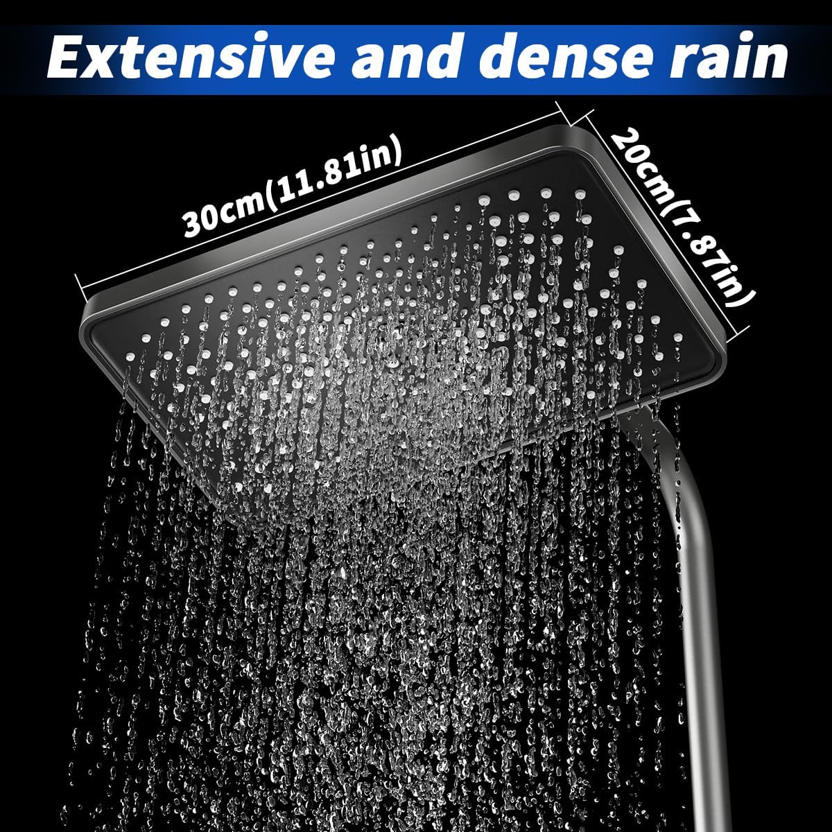 Thermostatische doucheset Chroom – Douchekraan – Regendoucheset – Douchekolom – Douchesysteem – 31 x 20 cm regendouche – Digitaal led-display zonder batterijen