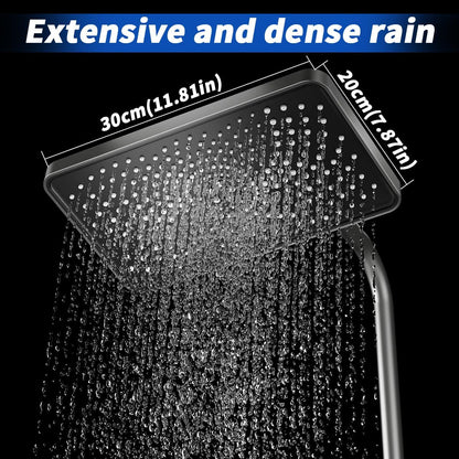 Thermostatische doucheset Chroom – Douchekraan – Regendoucheset – Douchekolom – Douchesysteem – 31 x 20 cm regendouche – Digitaal led-display zonder batterijen