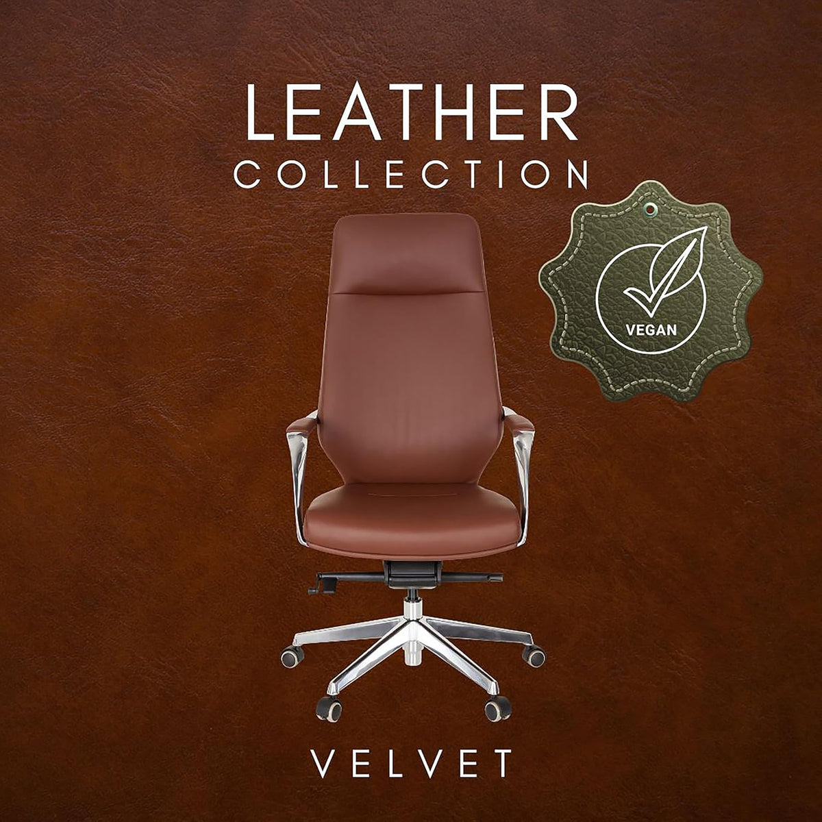 hjh OFFICE 600984 Elegante directiestoel Velvet kunstleer bruin bureaustoel met hoge rugleuning