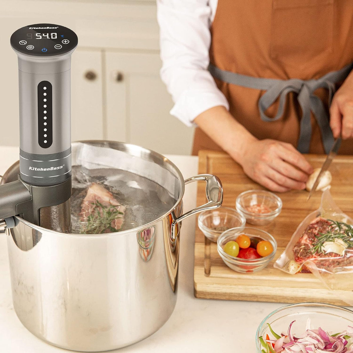 KitchenBoss Vacuümkoker, 1100 W, IPX7, waterdicht, onderdompelcomputer voor het fornuis, instelbare thermostaat voor een nauwkeurige temperatuurregeling