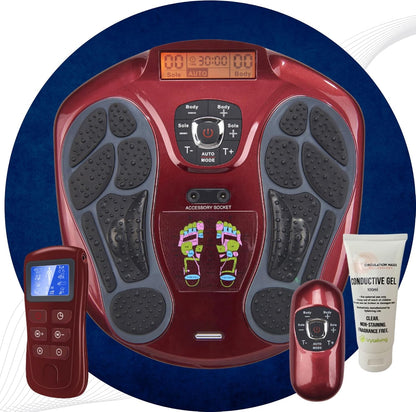 Voet- en beenstimulator – Reflexologie voetmassager – Voetmassageapparaat – Voetzoolstimulator – Beenmassager – Rood – EMS-technologie – Werkt op adapter of batterijen