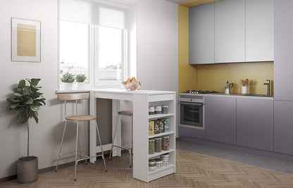 Temahome Bartafel met opbergruimte, Melamine spaanplaat, Wit, 115 x 50 x 102,7 cm