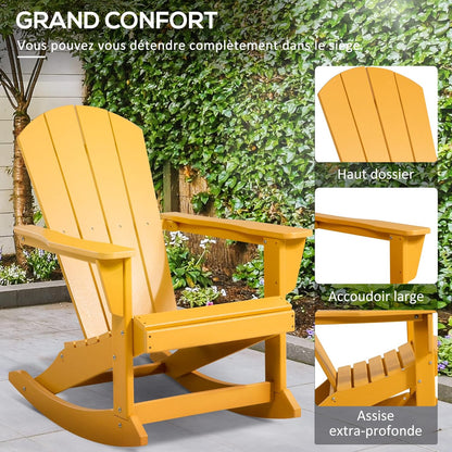 Adirondack - Tuinstoel - Schommelstoel - Relaxstoel - Ergonomische Rugleuning - Stevige - voor Tuin - Balkon - Terras -  HDPE - 73.5 x 93 x 91.5 cm - Oranje