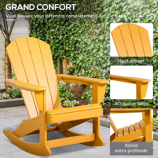Adirondack - Tuinstoel - Schommelstoel - Relaxstoel - Ergonomische Rugleuning - Stevige - voor Tuin - Balkon - Terras -  HDPE - 73.5 x 93 x 91.5 cm - Oranje