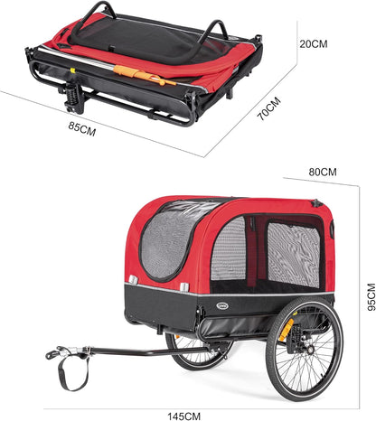 CXWXC Fietskar voor honden, 2-in-1, fietsaanhanger & jogger, hondenwagen met schokdemper, hondenaanhanger, maximale belastbaarheid 40 kg