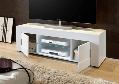 L & C Base TV 2 Ante Piccola 138 x 44 x 42 cm Glanzend wit