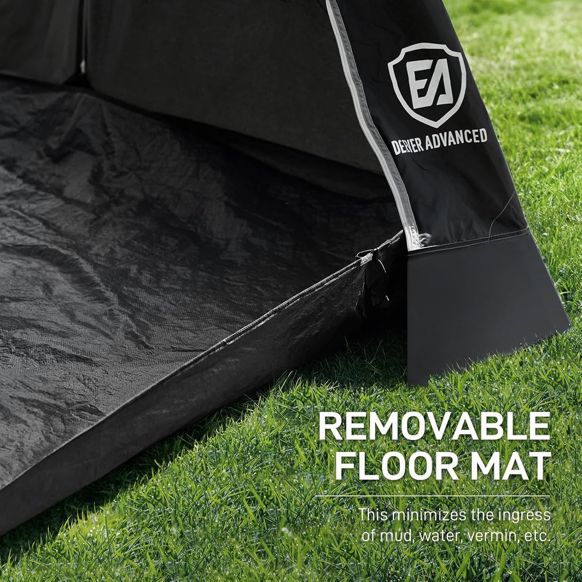 EVER ADVANCED voortent caravan 350x260x245cm voor camper met 2 ramen zijdeur, grotere deur dan dak, reisvoortent PU 3000mm waterdicht geschikt voor reizen, familie samen, kamperen