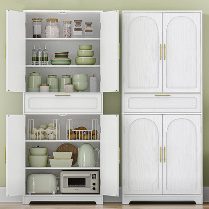 Hzuaneri High Dresser with 4 Doors, Kitchen Cabinet with Drawer, Adjustable Shelf, for Living Room, Kitchen, Dining Room, 40 x 75 x 181 cm, White PT18103XEU