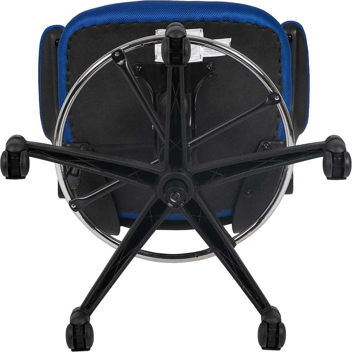 Flash Furniture Tekenstoel met middelhoge rugleuning, ergonomische bureaustoel met opklapbare armleuningen en verstelbare voetring, perfect voor thuiskantoor, blauw