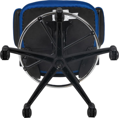 Flash Furniture Tekenstoel met middelhoge rugleuning, ergonomische bureaustoel met opklapbare armleuningen en verstelbare voetring, perfect voor thuiskantoor, blauw