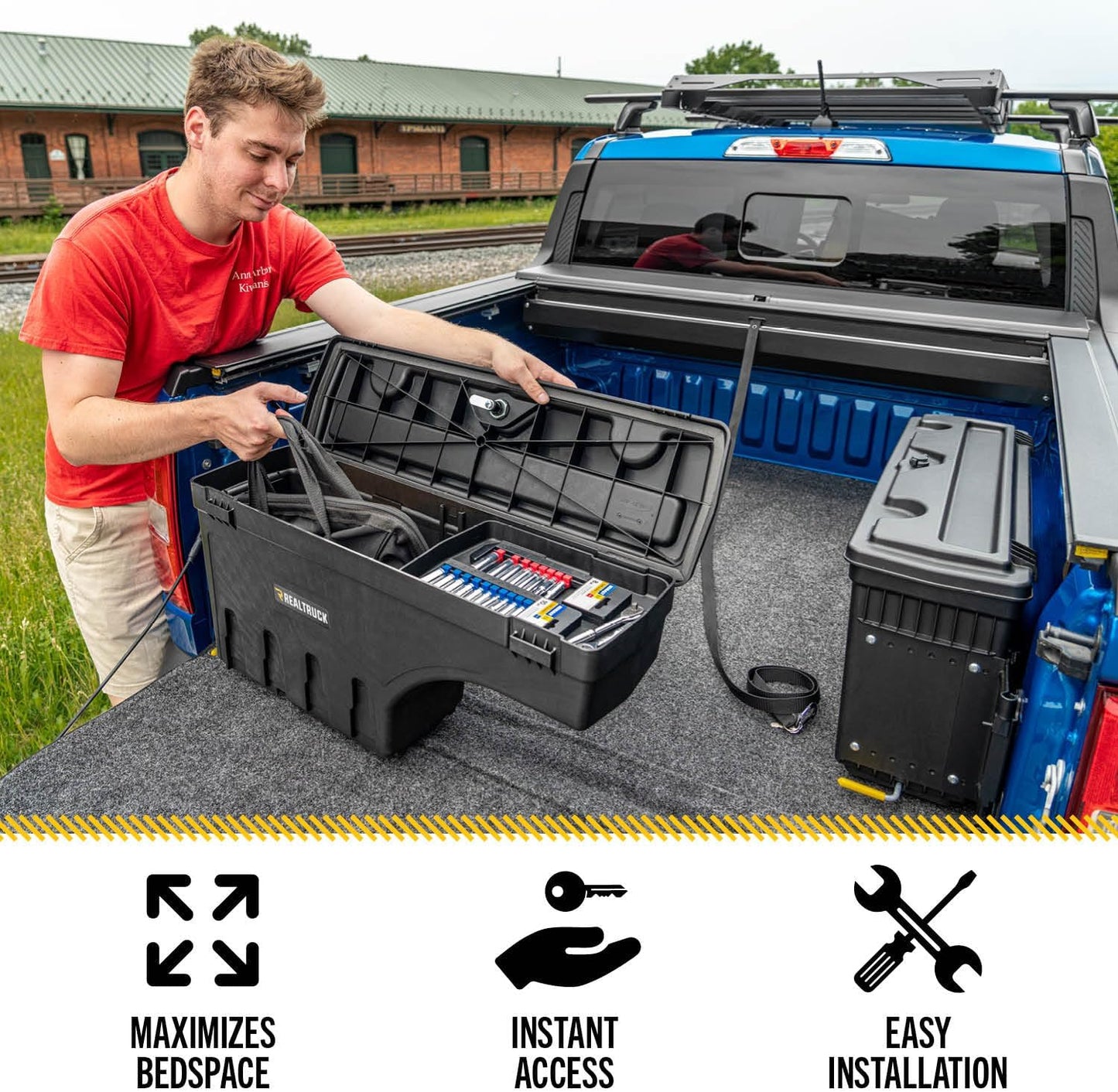UNDERCOVER SwingCase Opbergdoos voor vrachtwagenbed, SC105D, geschikt voor Chevy/GMC Silverado/Sierra 2500/3500HD stuurprogramma's, zwart