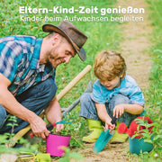 Kruiwagen - Kruiwagen voor Kinderen - Tuinset - met Gieter - Handschoenen - Handhark - Schep - Troffel - Schort - Binnen - Buiten - Speelgoed - voor Jongens - Meisjes - Kunststof - 65 x 24.8 x 35 cm - Turquoise