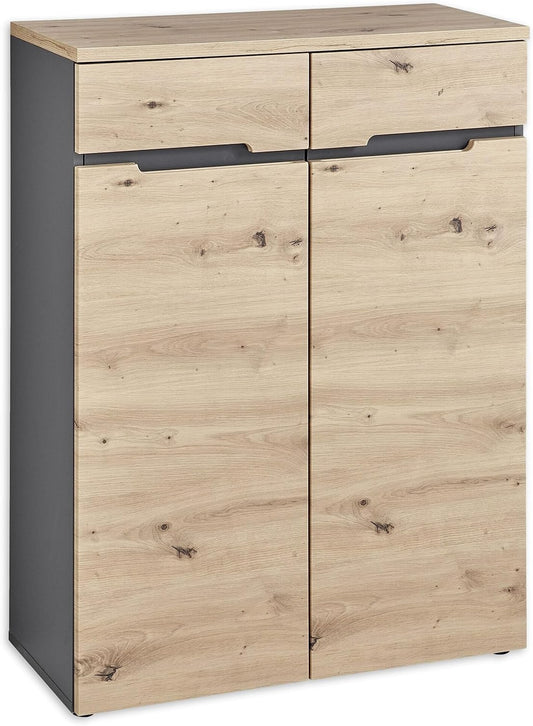 Moderne Ladekast – Opbergkast – Dressoir – Kast – Kledingkast – Artisan Eikenlook Met Grafiet – 80x107x38 CM Met 3 Legplanken