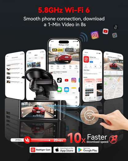 Dashcam Voor En Achter – Autocamera – Dashboardcamera – Rijregistratiecamera – Voertuigcamera – 4K UHD Voorcamera En 1080P Achtercamera – 3,18 Inch Touchscreen Met Wifi En GPS