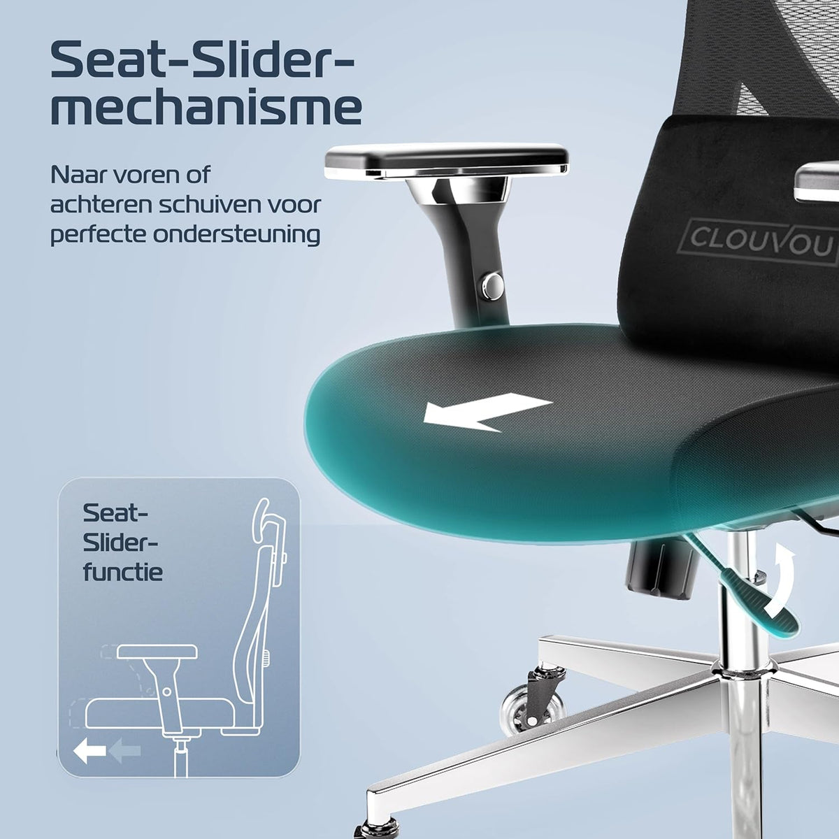 Ergonomische Bureaustoel – Kantoorstoel – Gaming Stoel – Bureaustoel Mesh – Draaistoel – Verstelbare 4D-Armleuningen – Orthopedisch Rugkussen – Max. 150 kg Draagvermogen