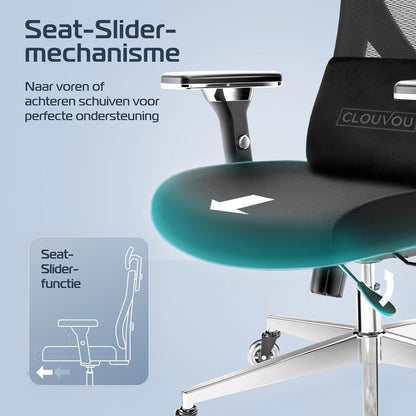 Ergonomische Bureaustoel – Kantoorstoel – Gaming Stoel – Bureaustoel Mesh – Draaistoel – Verstelbare 4D-Armleuningen – Orthopedisch Rugkussen – Max. 150 kg Draagvermogen