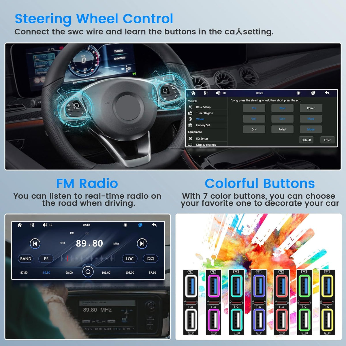 Hikity Autoradio met Scherm 1 Din Draadloze CarPlay Android Auto, 6,9 Inch HD Touch Screen Radio Bluetooth Handsfree Auto MP5 Speler met Achteruitrijcamera EQ FM SWC USB Type-C