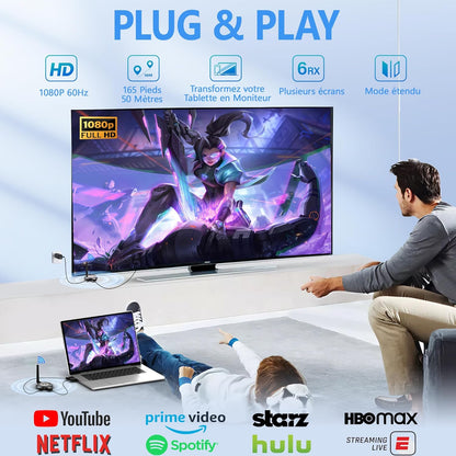 AIMIBO Wireless HDMI - Up to 4 Receivers HDMI Transmitter and Receiver 5G, 165FT/50M Streaming 1080P@60Hz Video & Audio for Laptop, Camera, DVD, Cable Box to Multiple TVs, Projector