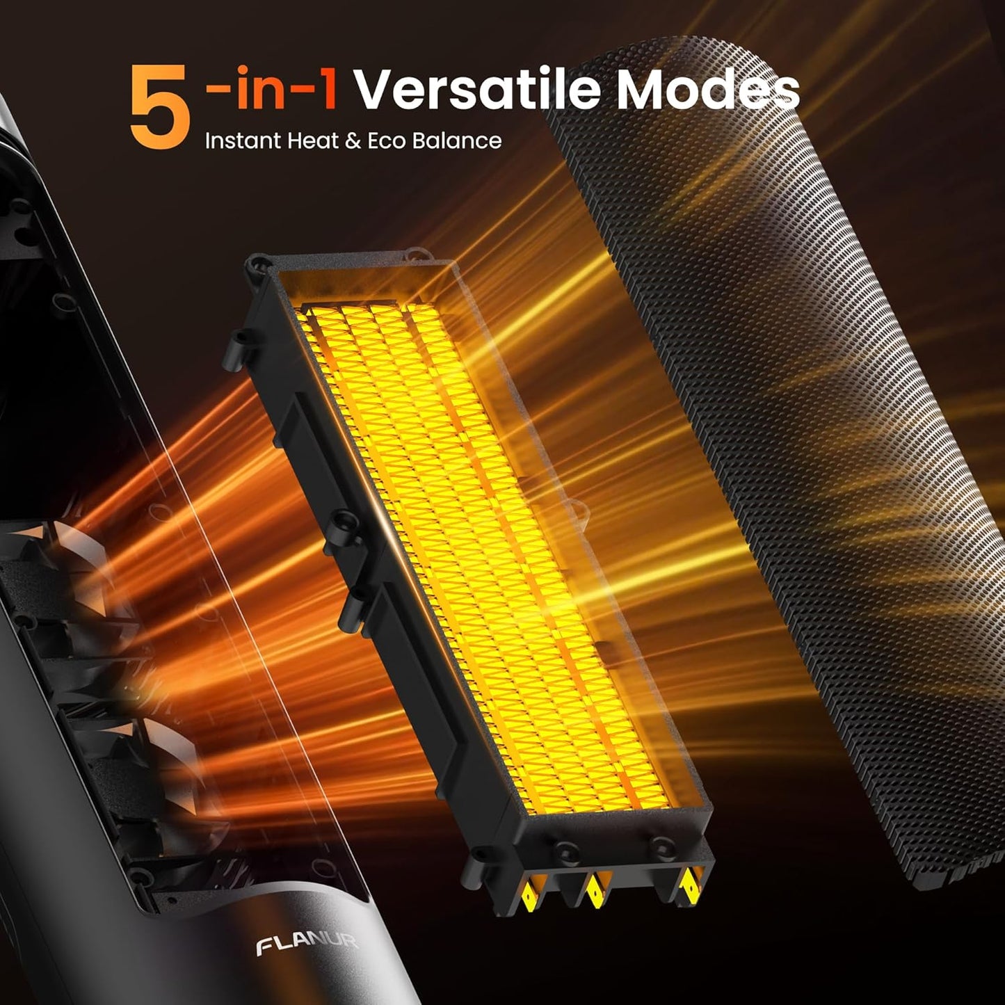 Verwarmingsventilator, energiebesparend, 2000 W, PTC keramische ventilatorkachel, stil, 60 cm, elektrische verwarming met thermostaat en afstandsbediening, eco-modus, 70 graden oscillatie, 12