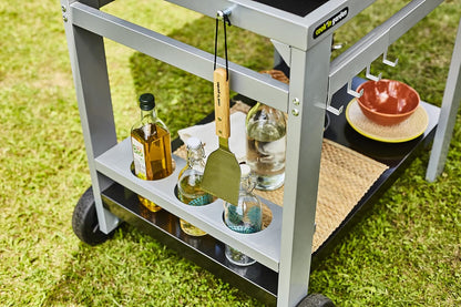 Cook'in Garden, Tuinwagen Media M trolley met werkblad, meubels op wielen, buitenkeuken, ideale houder voor grillplaat of barbecue, gemakkelijk te verplaatsen, L 93,5 × B 67 × H 80,5 cm