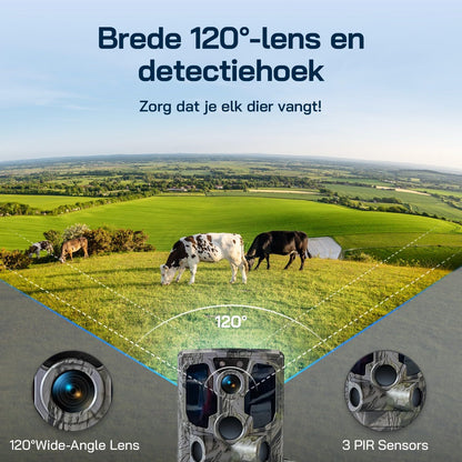 WOLFANG WT04 Jachtcamera, 4G Fotoval op Zonne-energie met Vooraf Geïnstalleerde Simkaart en SD-kaart, Externe 2.5K-jachtcamera met Zonnepaneel, Onzichtbaar Infrarood, PIR-detectie, Waterdicht