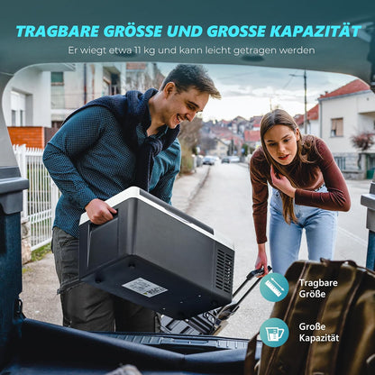 EUHOMY Compressorkoelbox, 18 l, auto-koelkast -20 °C ~ 20 °C, draagbare koelkast, 12/24 V DC 100-240 V AC, draagbare vriezer met wifi-app-besturing voor camping, reizen, boot